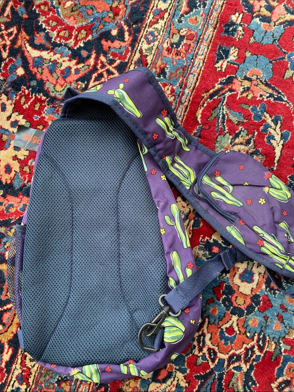 Purple Cactus Sling Bag with Navy Strap - Picture 2 of 10